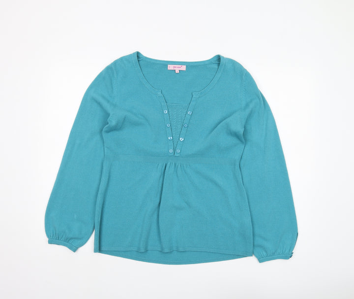 Marks and Spencer Women's Blue V-Neck Pullover Jumper