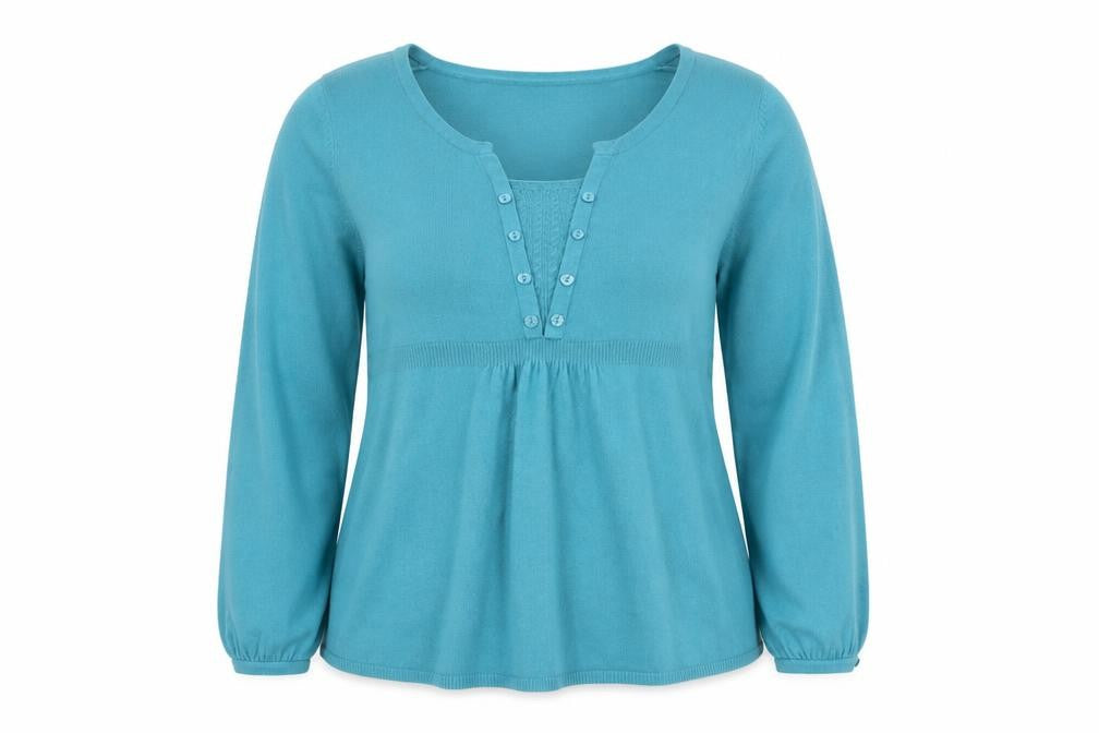 Front view of Marks & Spencer Women's Blue V-Neck jumper