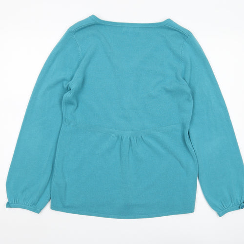 Marks and Spencer Women's Blue V-Neck Pullover Jumper