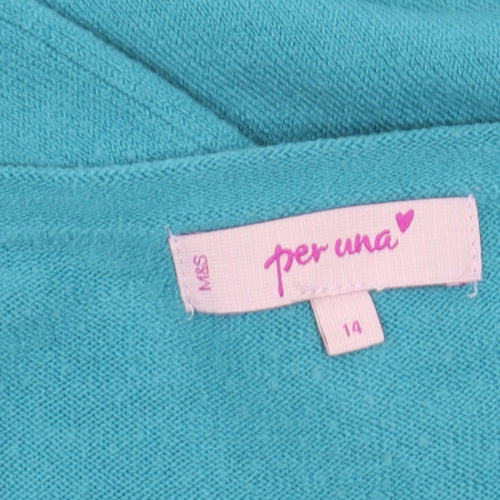 Marks and Spencer Women's Blue V-Neck Pullover Jumper