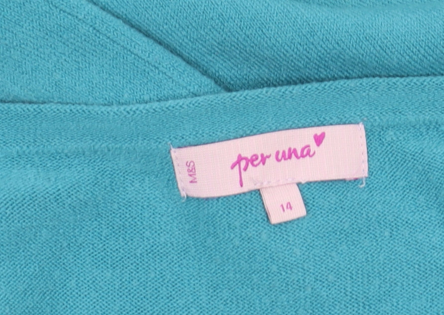 Marks and Spencer Women's Blue V-Neck Pullover Jumper
