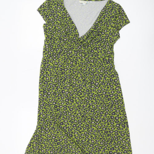 Boden Women's Green Animal Print Wrap Dress Size 12
