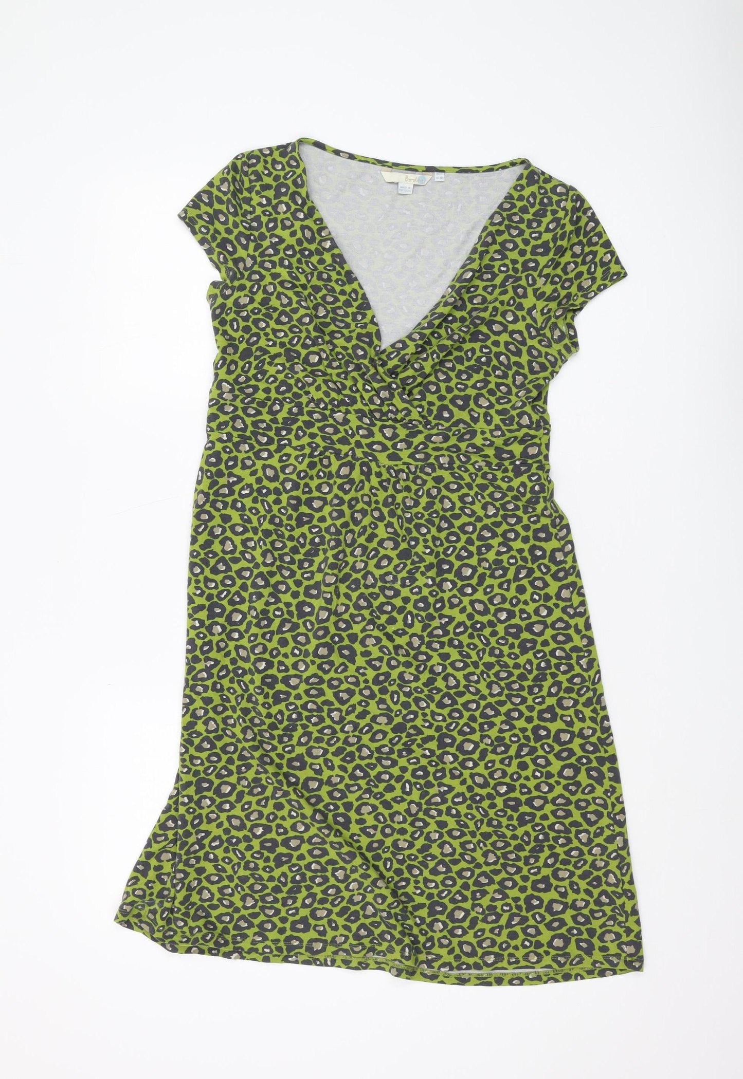 Boden Women's Green Animal Print Wrap Dress Size 12