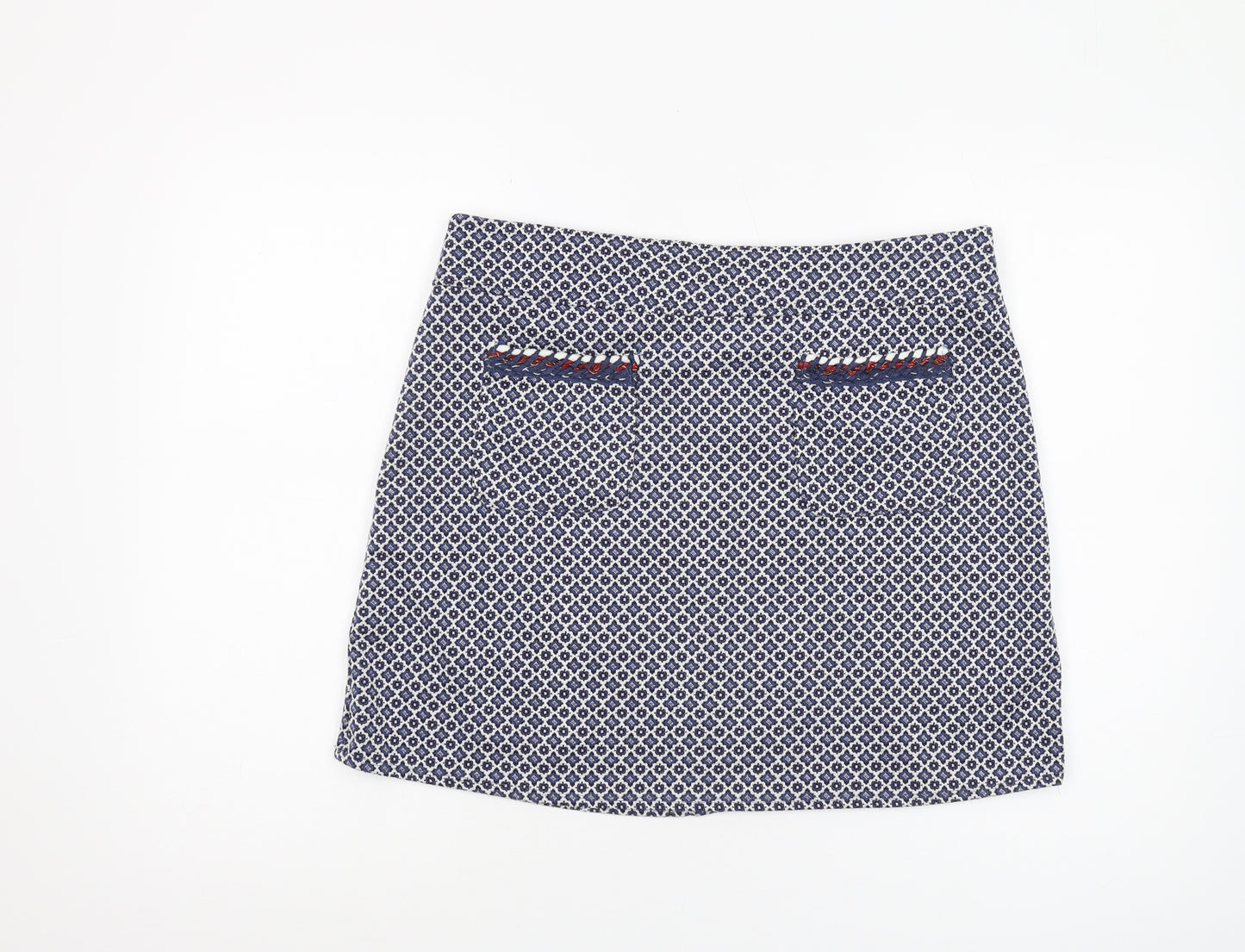 Dorothy Perkins Women's Blue Geometric Pencil Skirt Size 14