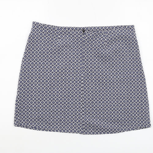 Dorothy Perkins Women's Blue Geometric Pencil Skirt Size 14