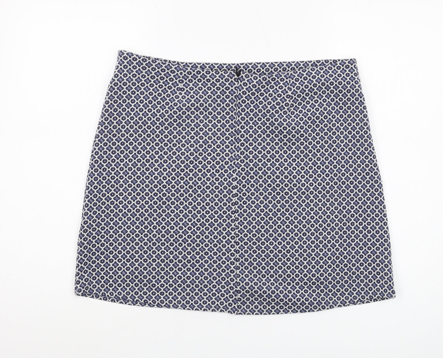Dorothy Perkins Women's Blue Geometric Pencil Skirt Size 14