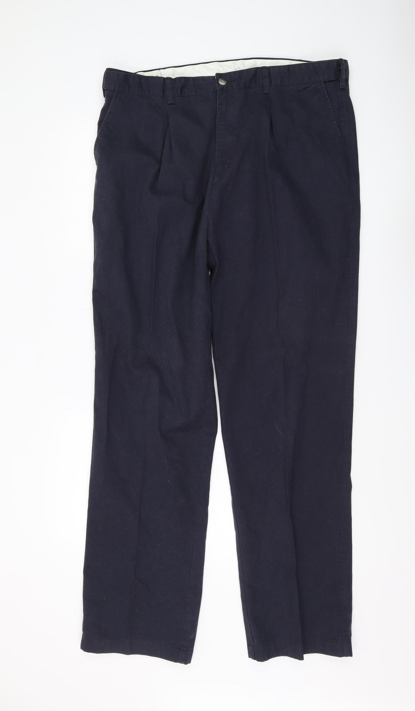 Cotton Traders Men's Navy Dress Trousers, Size 40, Classic Fit