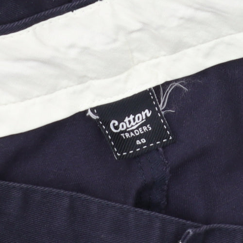 Cotton Traders Men's Navy Dress Trousers, Size 40, Classic Fit