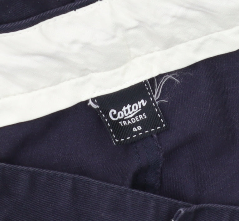 Cotton Traders Men's Navy Dress Trousers, Size 40, Classic Fit