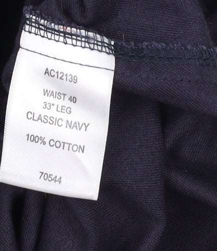 Cotton Traders Men's Navy Dress Trousers, Size 40, Classic Fit
