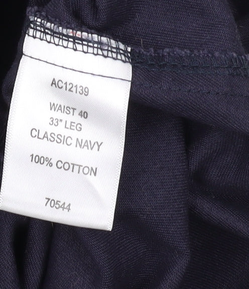 Cotton Traders Men's Navy Dress Trousers, Size 40, Classic Fit