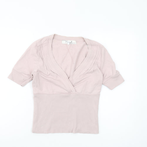 Neat Women's Pink Wrap Blouse, Short Sleeve, V-Neck, Size 10
