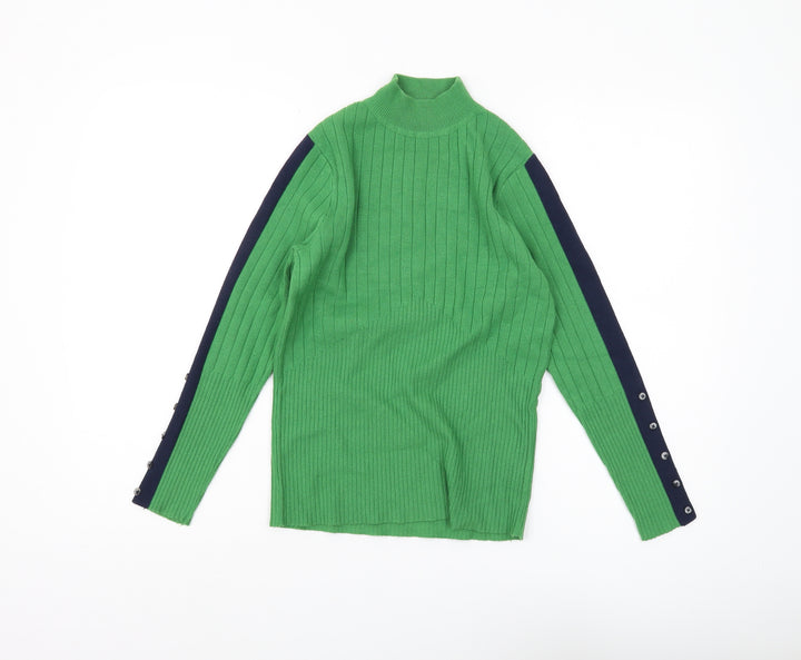 Marks and Spencer Women's Green Mock Neck Pullover Jumper