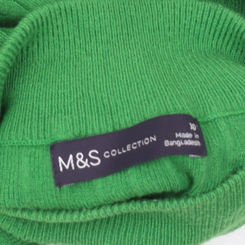 Marks and Spencer Women's Green Mock Neck Pullover Jumper