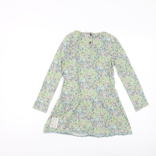 Fat Face Girls Green Floral Cotton Dress 6-7 Years