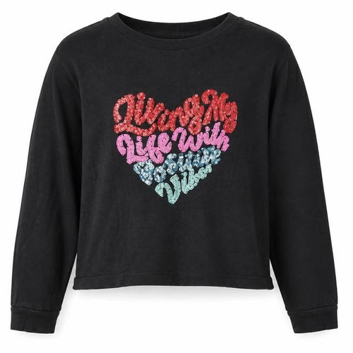 Marks and Spencer Girls Black Graphic T-Shirt, 9 Years