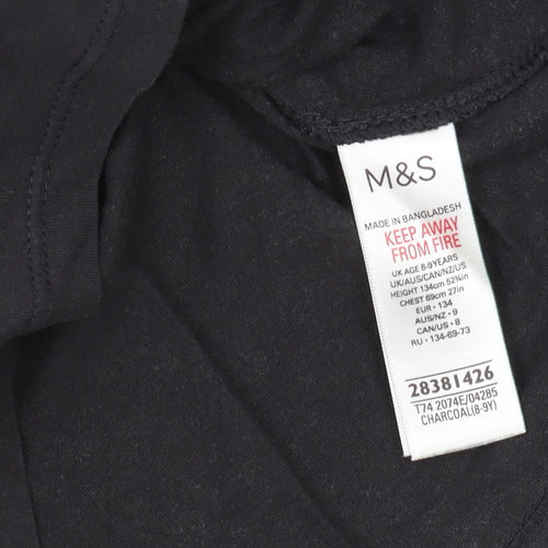 Marks and Spencer Girls Black Graphic T-Shirt, 9 Years