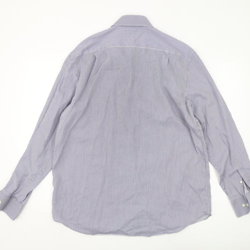 Marks and Spencer Men's Blue Striped Regular Fit Shirt 42