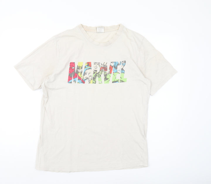 Marvel Men's Beige Graphic Spider-Man T-Shirt Size L