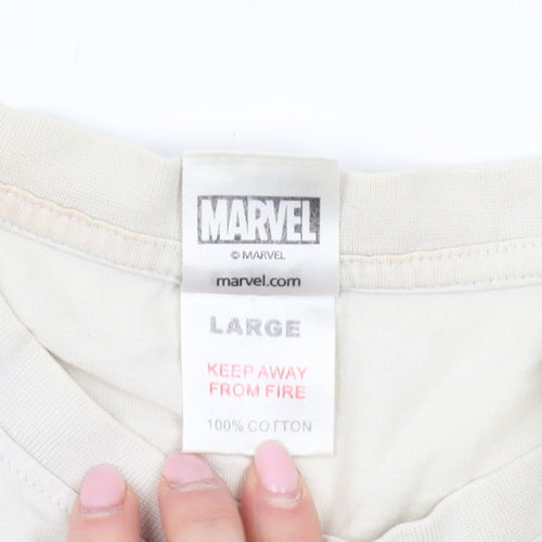 Marvel Men's Beige Graphic Spider-Man T-Shirt Size L