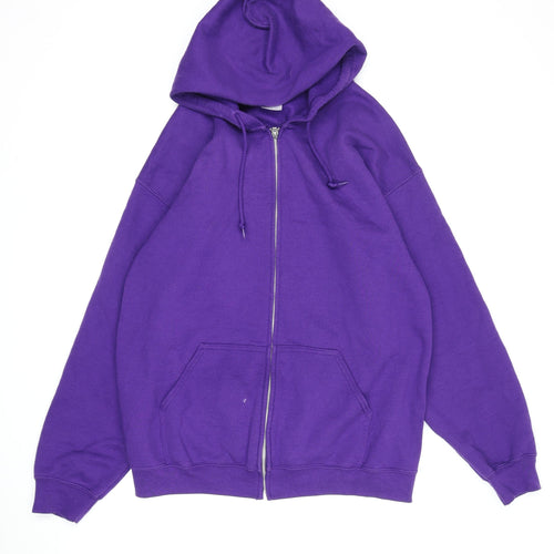 Gildan Unisex Purple Full Zip Graphic Hoodie L