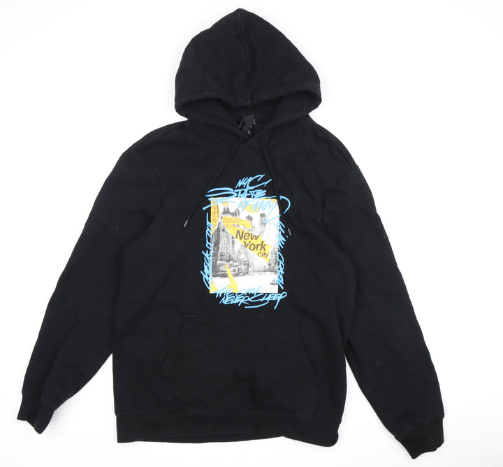 H&M Men's Black Graphic Pullover Hoodie M