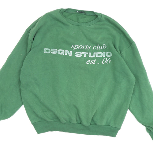 boohoo Women's Green Pullover Sweatshirt Medium