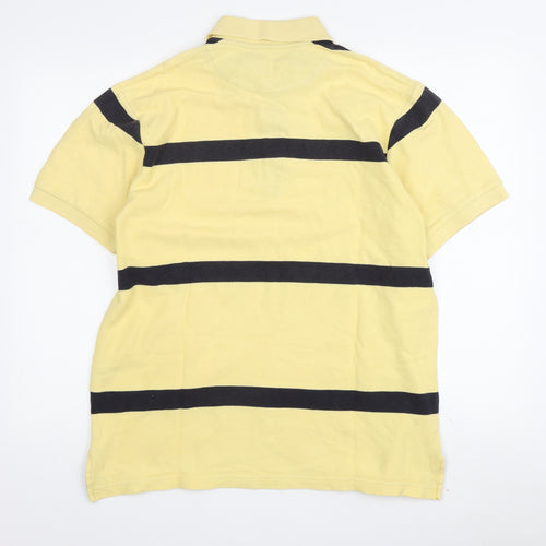 Tyrwhitt Men Yellow Striped Polo Shirt M Casual