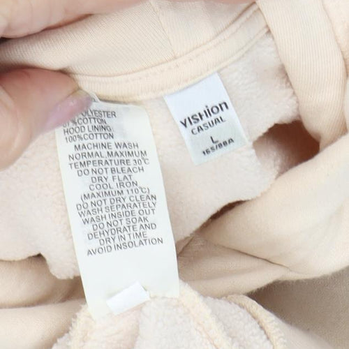 Vision Women's Beige Pullover Hoodie, L, Casual, Relaxed Fit