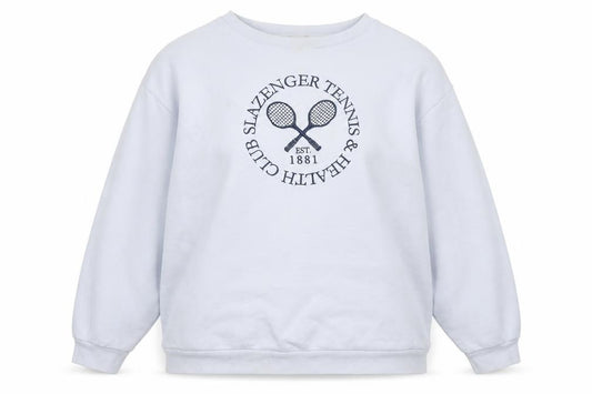 Front view of Slazenger Women's Blue Sweatshirt, size 14, Sports Logo
