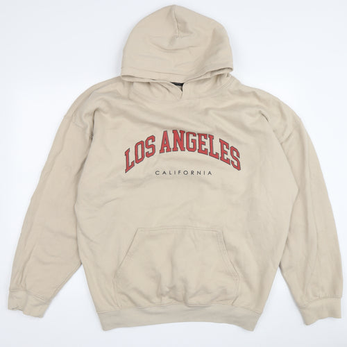 boohooMAN Men's Beige Pullover Hoodie M
