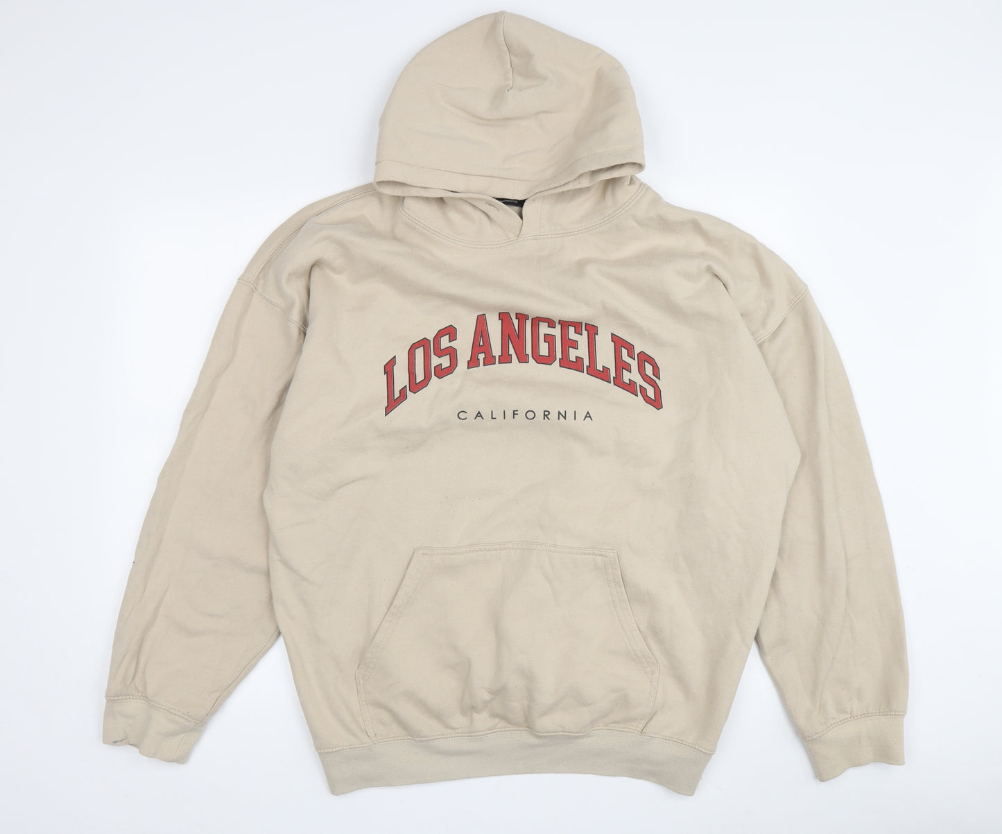 boohooMAN Men's Beige Pullover Hoodie M