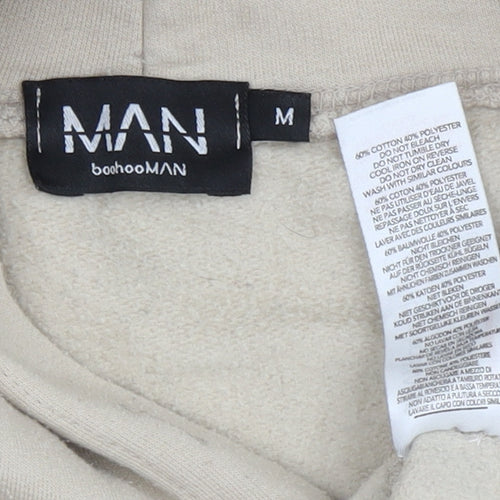 boohooMAN Men's Beige Pullover Hoodie M