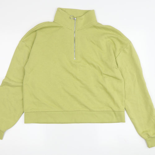 Stradivarius Women's Green Pullover Sweatshirt M