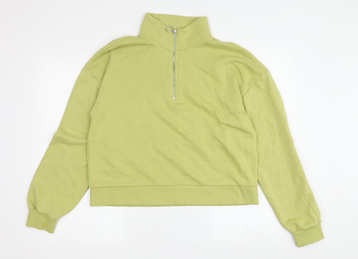 Stradivarius Women's Green Pullover Sweatshirt M
