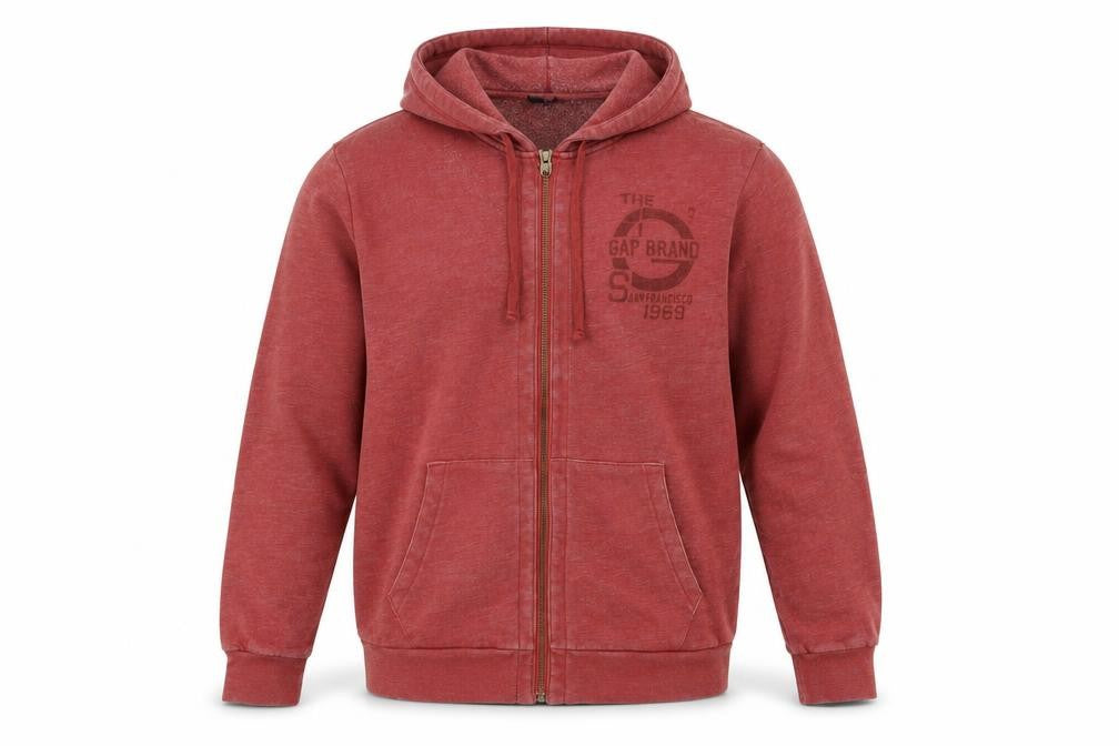 Front view of Gap Men's Red Full Zip Hoodie S