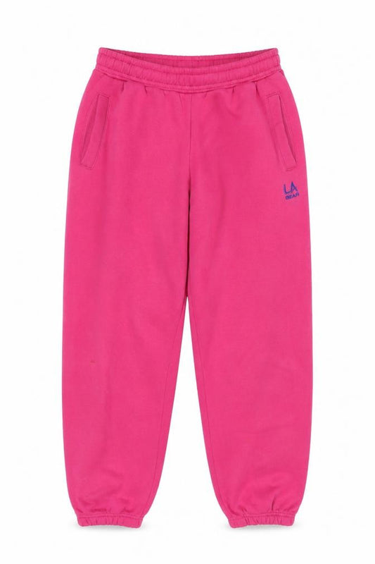 Front view of LA Gear girls’ pink jogger sweatpants, size 13