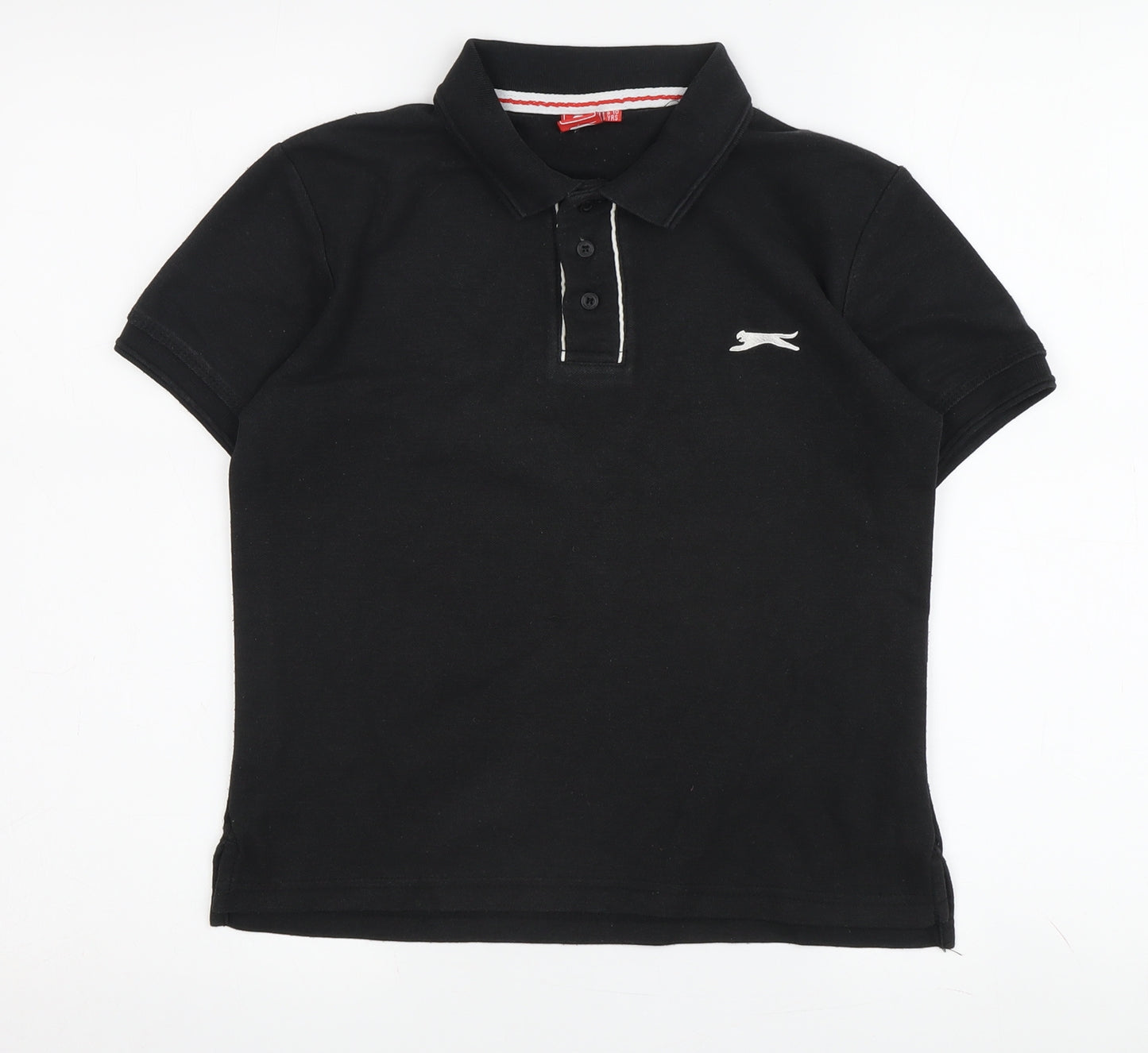 Slazenger Girls Black Polo Shirt, Size 9-10 Years, Logo Accents