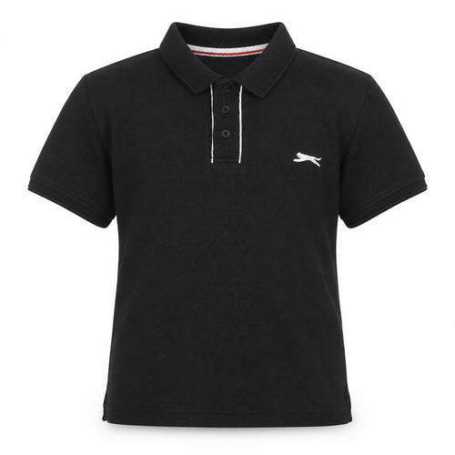 Slazenger Girls Black Polo Shirt, Size 9-10 Years, Logo Accents