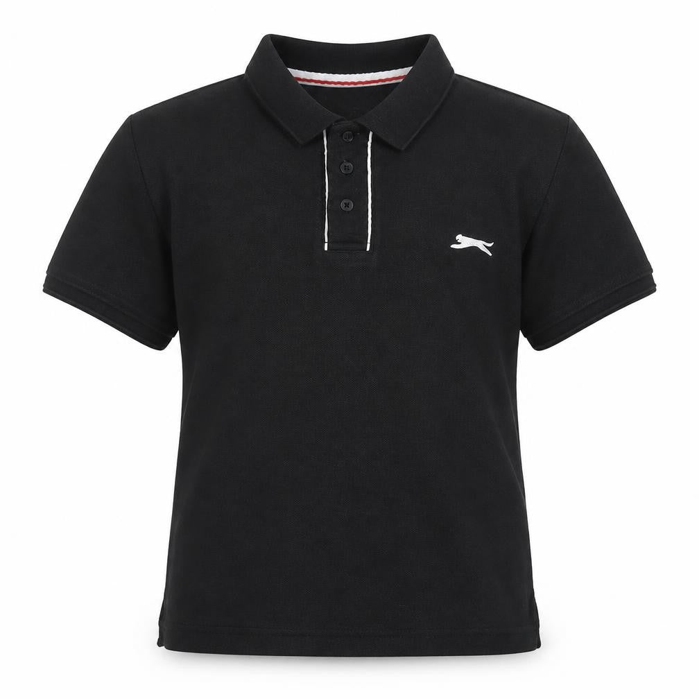 Slazenger Girls Black Polo Shirt, Size 9-10 Years, Logo Accents