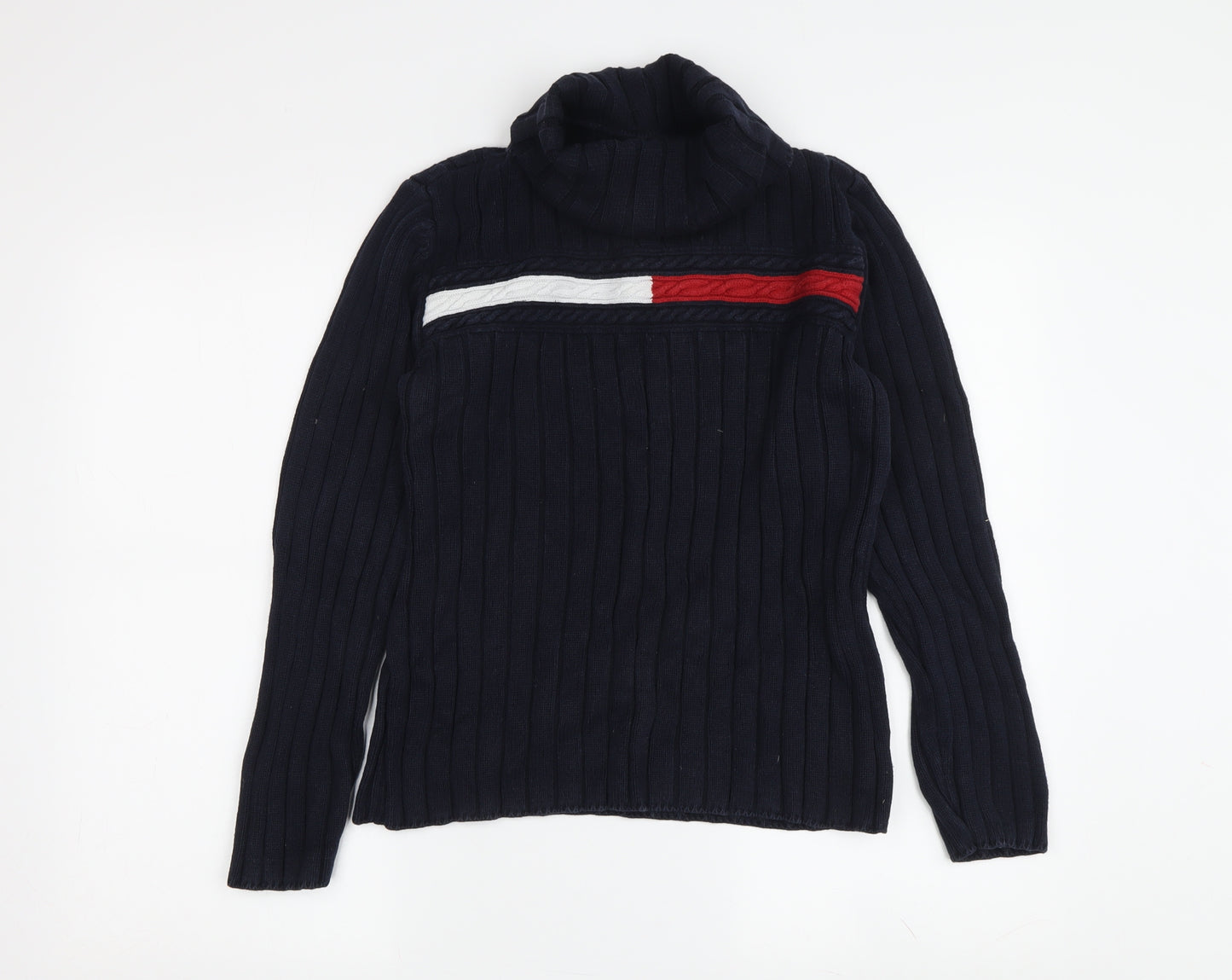 Tommy Hilfiger Women's Blue Roll Neck Jumper L