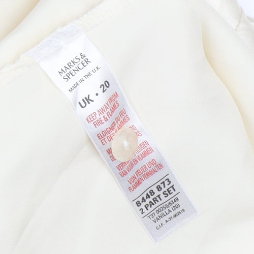 Marks and Spencer Women's Ivory Satin Pyjama Top, Size 20