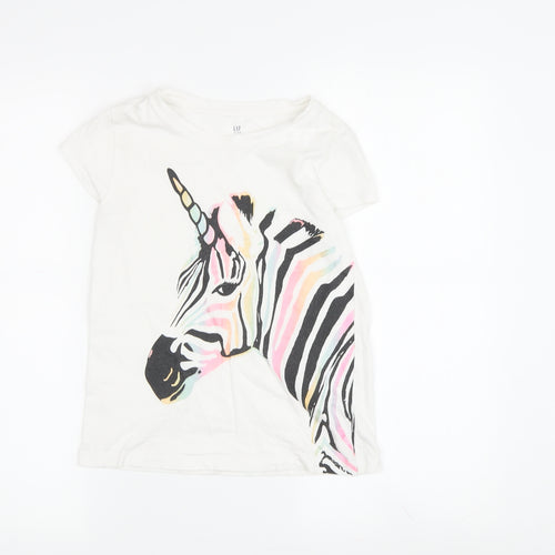 GAP Girls Unicorn T-Shirt, White Multicoloured, Size L