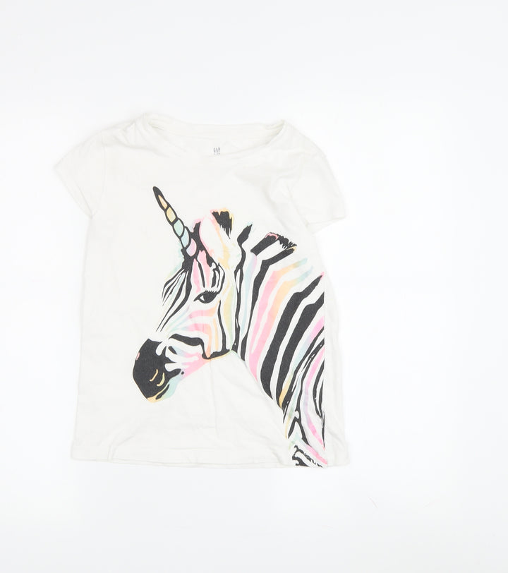 GAP Girls Unicorn T-Shirt, White Multicoloured, Size L
