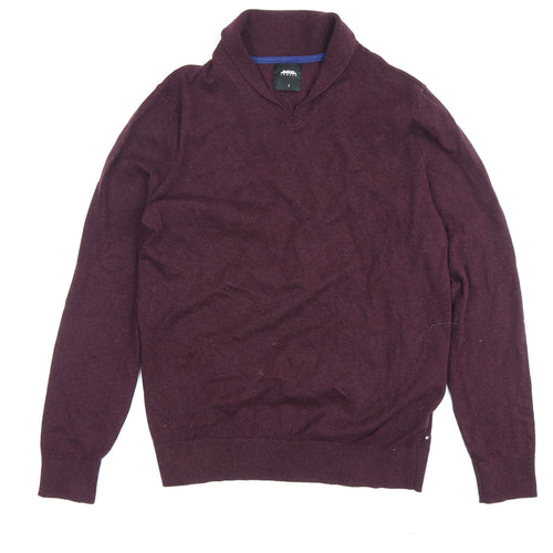 Marks and Spencer Men's Purple Mock Neck Jumper S