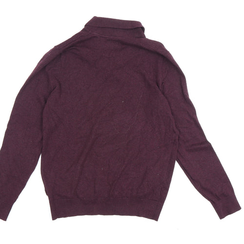 Marks and Spencer Men's Purple Mock Neck Jumper S