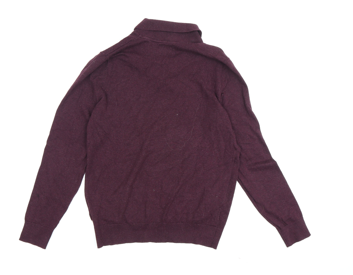 Marks and Spencer Men's Purple Mock Neck Jumper S