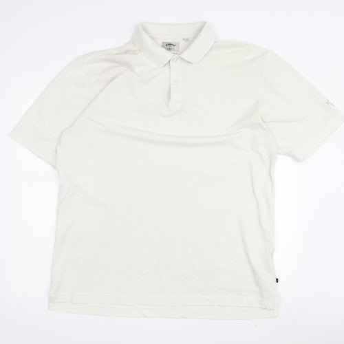Callaway Men's White Cotton Polo, Size L, Golf Style