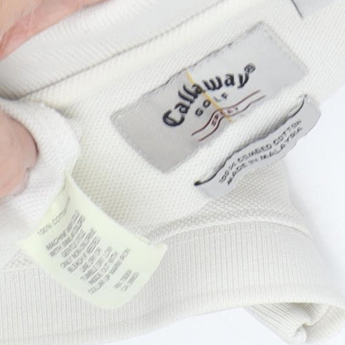Callaway Men's White Cotton Polo, Size L, Golf Style