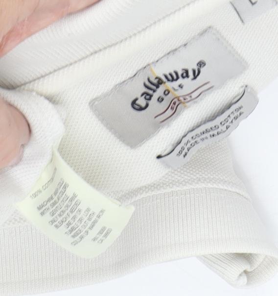 Callaway Men's White Cotton Polo, Size L, Golf Style